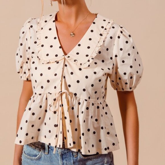 Vintage Polka Dot Bow Blouse - Picture 1 of 4